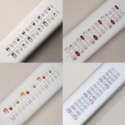 30Pcs Long False Nails  Wearable Fake Nails Full Cover Detachable Press On Nails Diy Girls Nail Tips