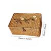 1pc Natural Handmade Rattan Storage Box with Lid for Clothes and Toys Weave Sundries Organizer Made of Seaweed Vintage Straw Basket
