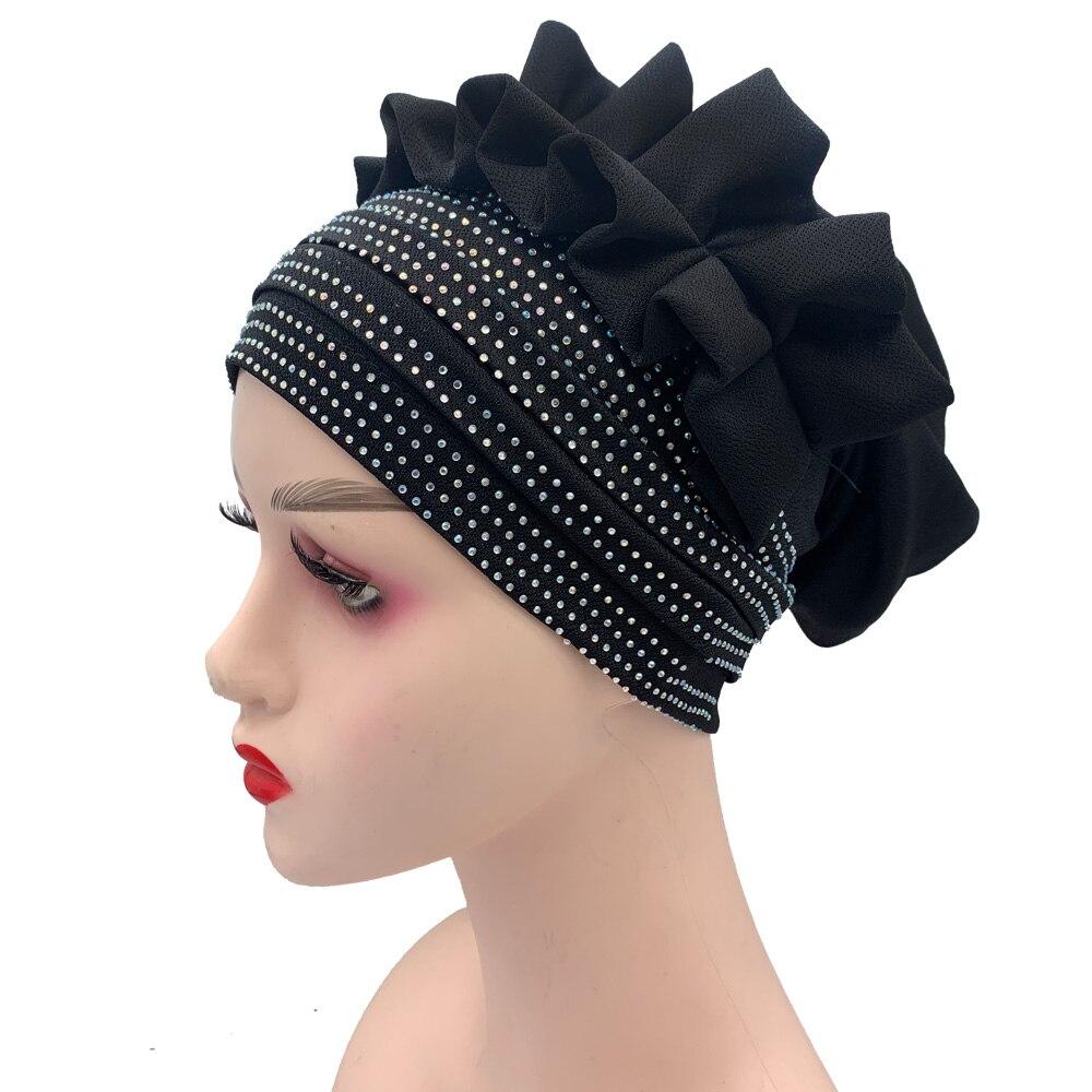 Shiny Diamonds Flower Turban Hat