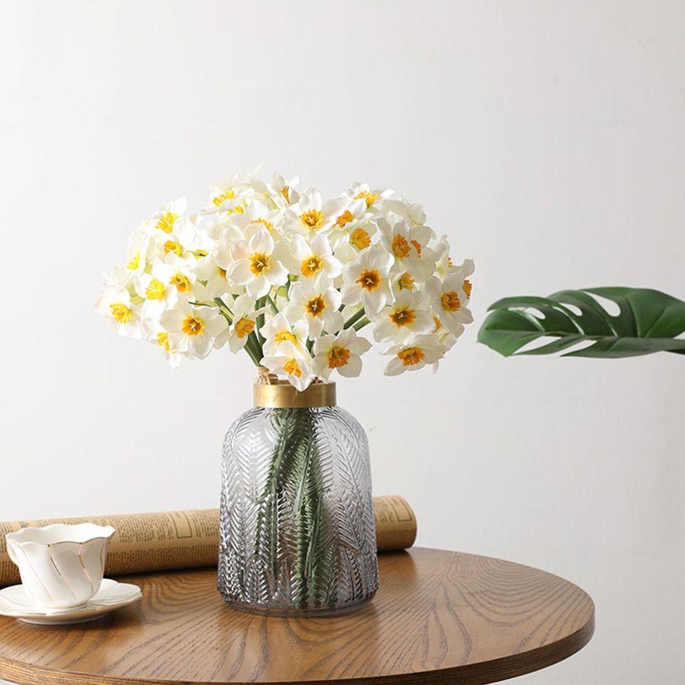 White Yellow Home Decoration Party Supplies Floral Arrangement Lifelike Daffodils Artificial Flower Simulation Narcissus