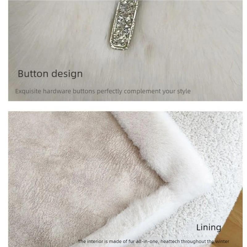 Women's Winter Fur Coat Mid-Length Thickened Eco-Friendly Hooded Fur Coat Faux Mink Fur Coat