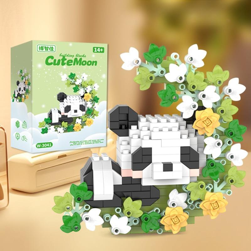 Diy Dog Cat Panda Raccoon Cute Pet Small Building Block Model Series Ornaments Children'S Toy Christmas Birthday Gifts For Kids