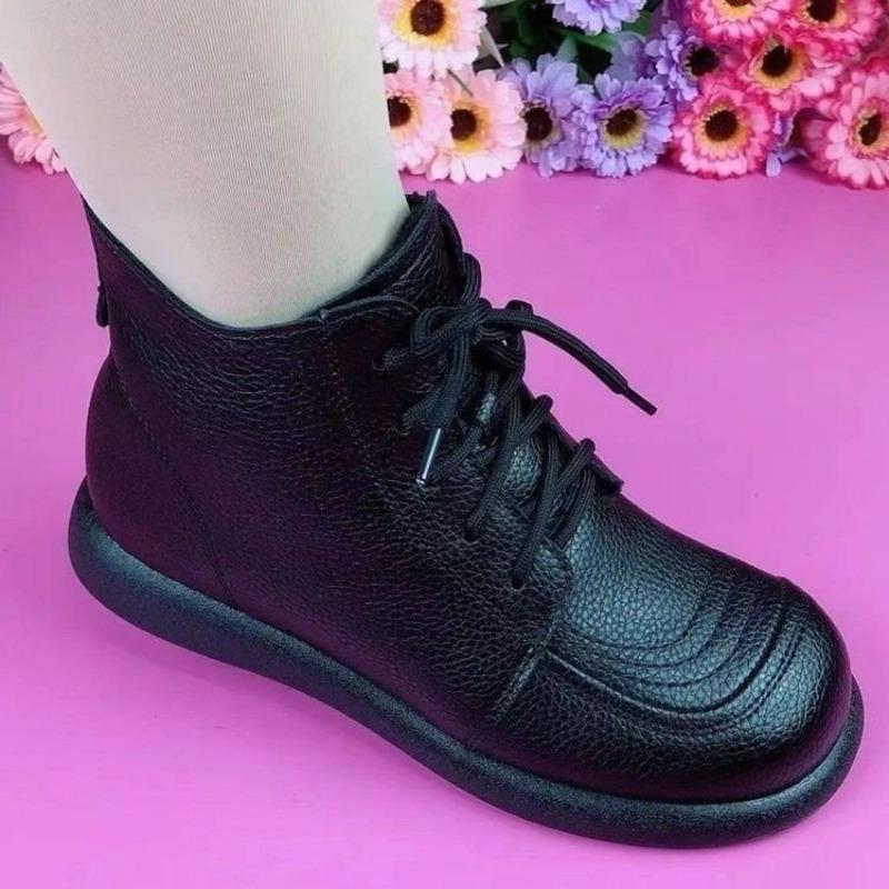 Leisure Shoes with Anti-slip Soft Sole, Thick-fur Winter and Autumn Boots, Flat-bottom Short Boots for Women