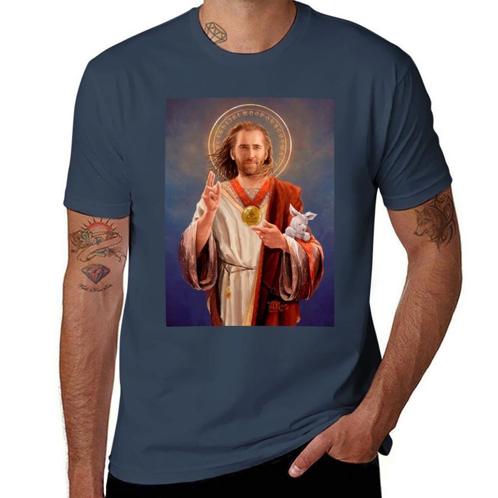 Nicolas Cage Saint Nicolas of Cage Nic Cage Original Religious Painting TShirt AntiPerspiration Workout Top