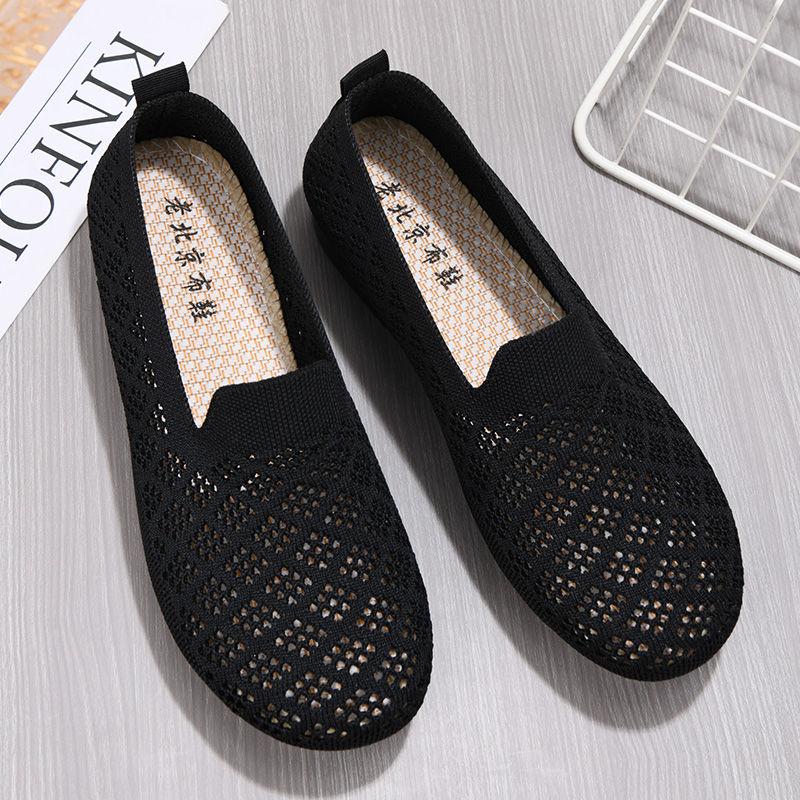 

Летняя женская обувь из дышащей сетчатой ​​ткани на плоской подошве, вентилируемая кружевная обувь для мам, удобная повседневная легкая обувь 41