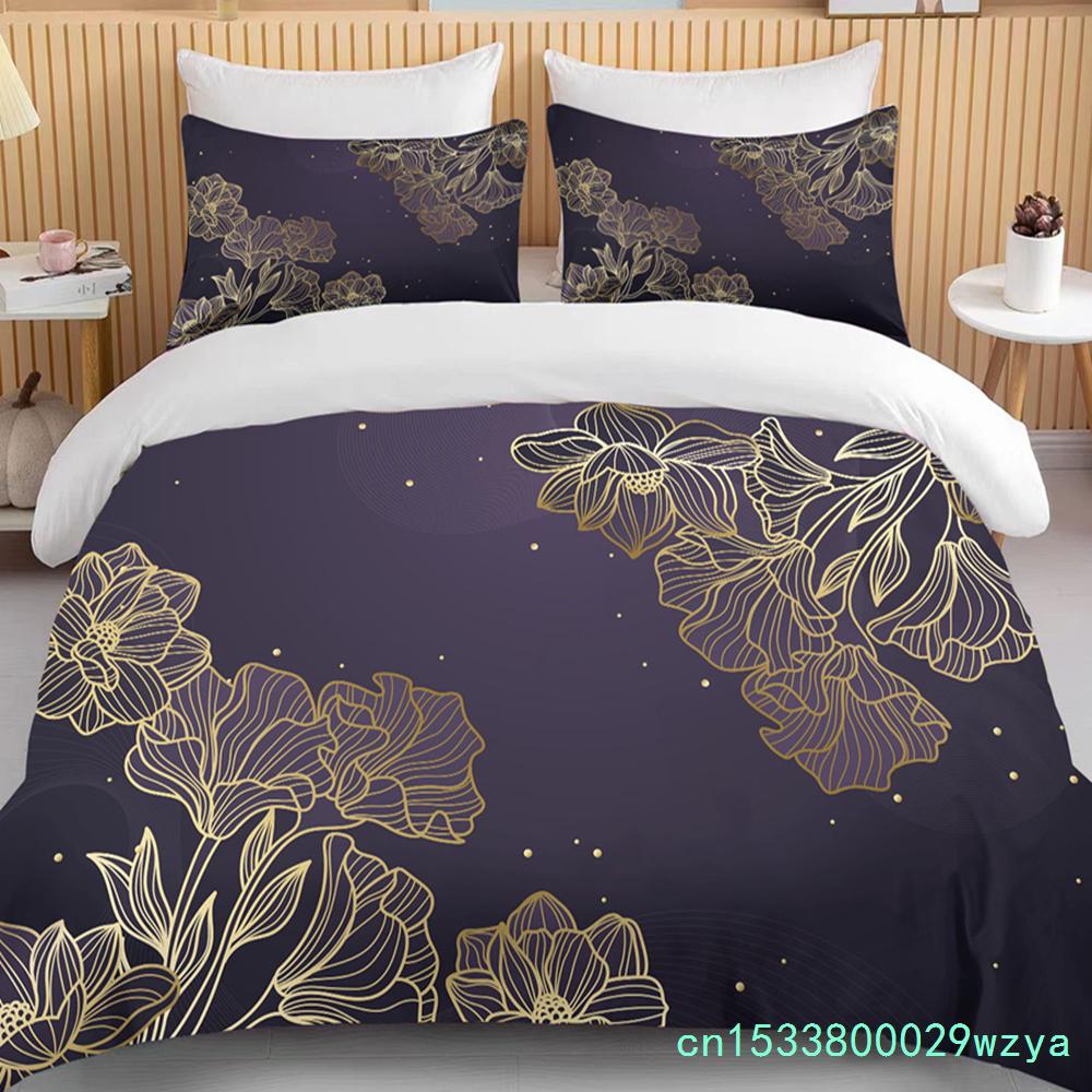 Botanische Bloem Tweepersoons Dekbedovertrek Bed Europese Beddengoedsets Hometextiel Luxe Kussenslopen Slaapkamer Beddengoedsets