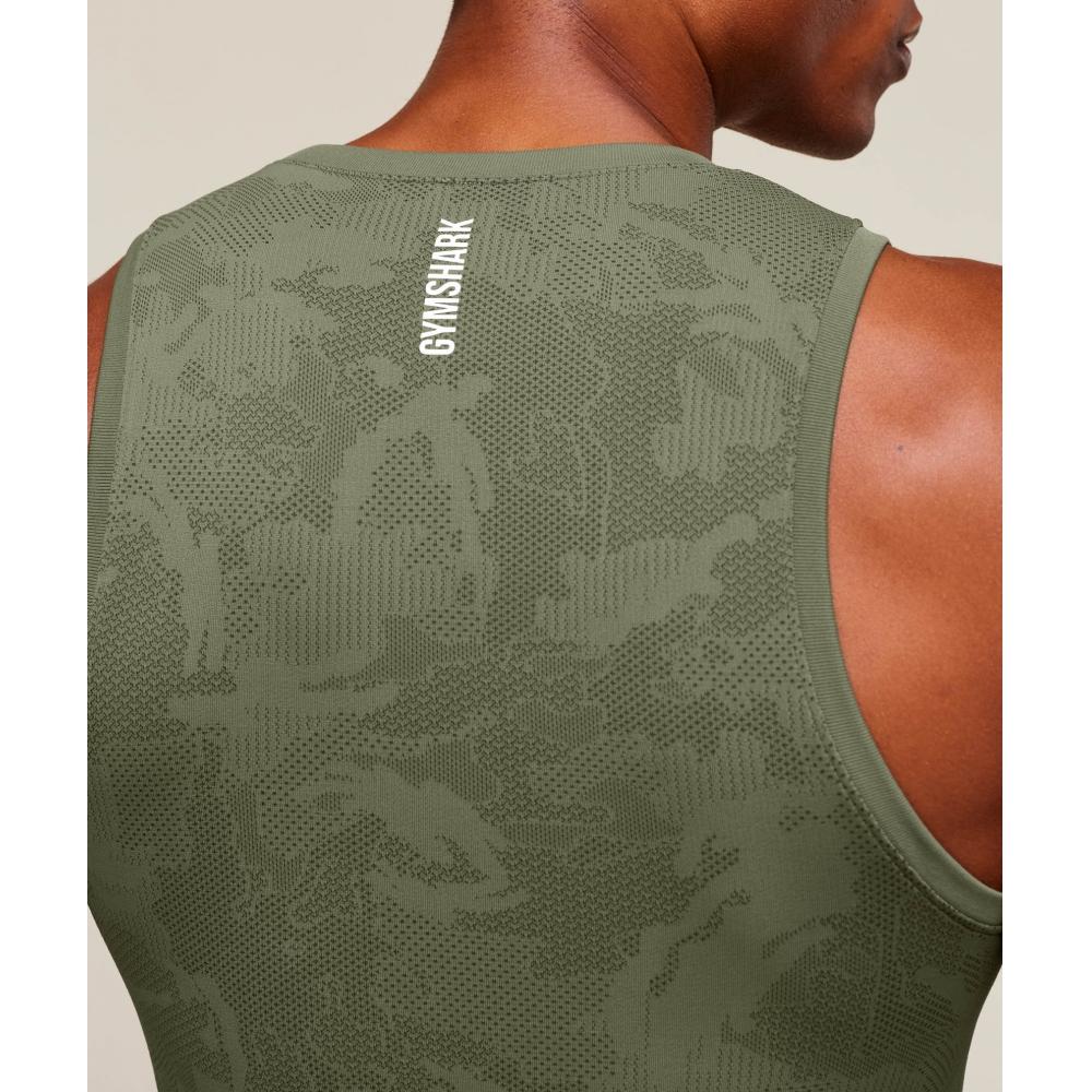 Gymshark Geo Nahtloses Tanktop Core Olive Tiefolivgrün A6a3k Ecdl