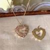 Pink Retro Heart Pendant Necklace - Elegant Light Luxury Clavicle Chain for Women