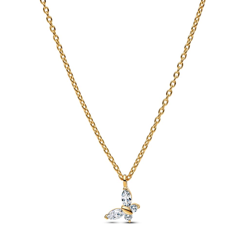 New Copper Butterfly Love Zircon Necklace Moon Bowknot Circular Heart Chain For Women Jewelry Birthday Gifts