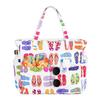 Women Canvas Beach Tote Bag Large Capacity Summer Shoulder Bag Zipper Closure Travel Shopping Handbag