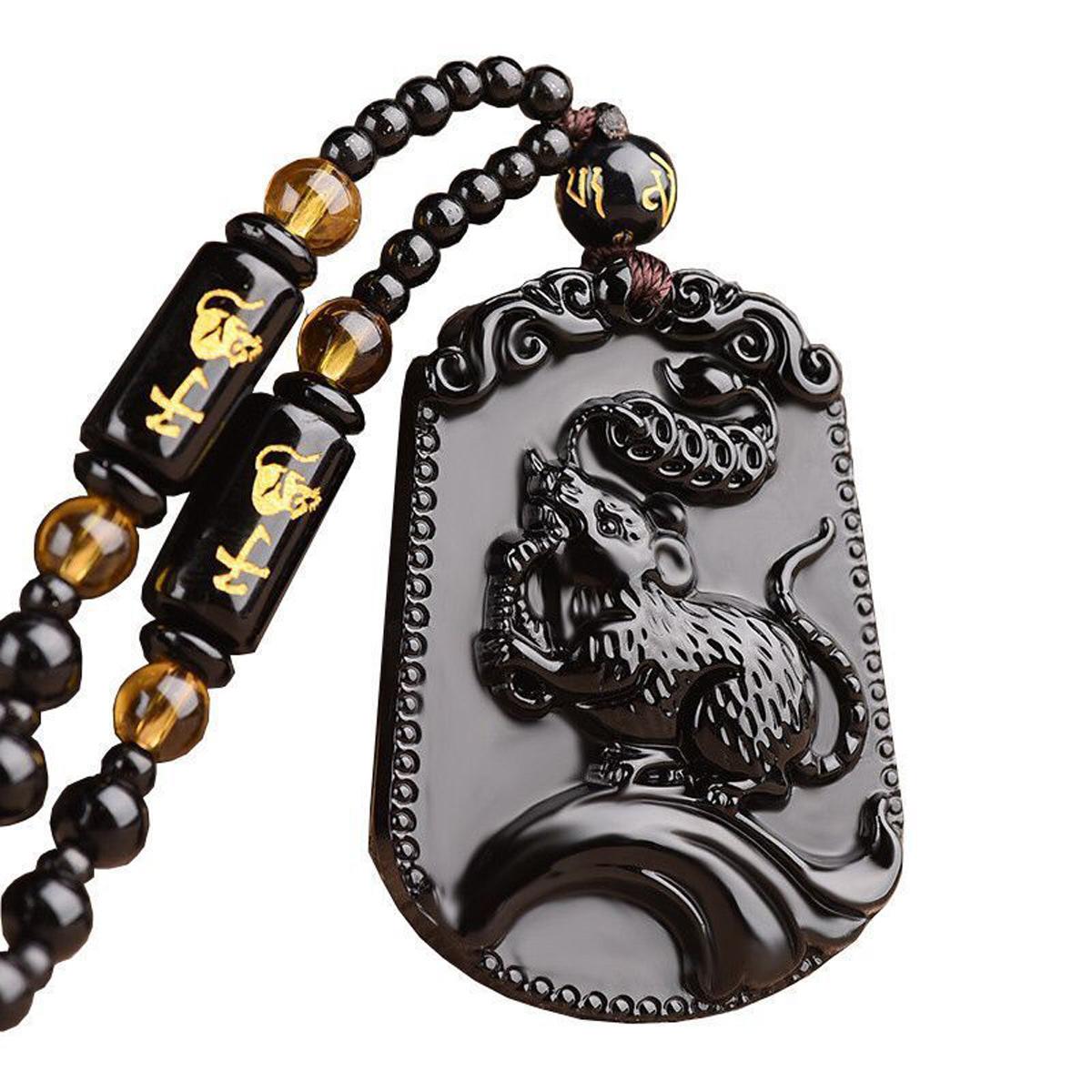 

1 чоловічий модний та персоналізований обсидіановий кулон знаку зодіаку, модне намисто, вечірка для подорожей на відкритому повітрі, святковий подарунок black