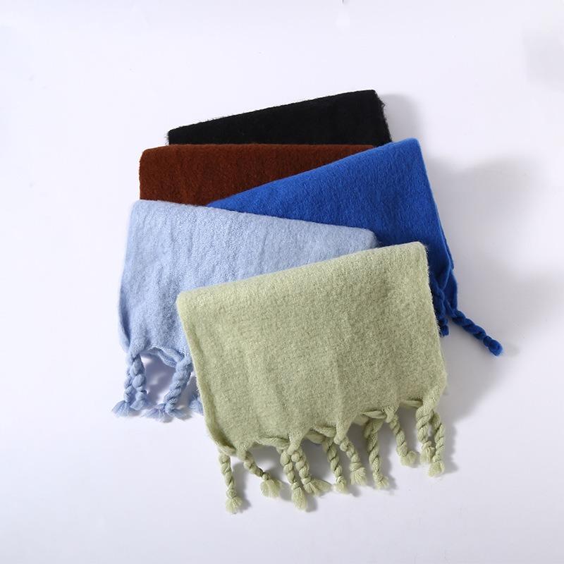 Spring, autumn and winter new solid color knotted beard scarf versatile outer warm scarf shawl