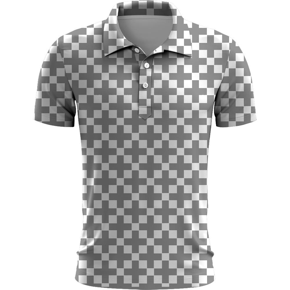 Stylové kostkované polo tričko s krátkým rukávem, univerzální ležérní top pro každodenní nošení.