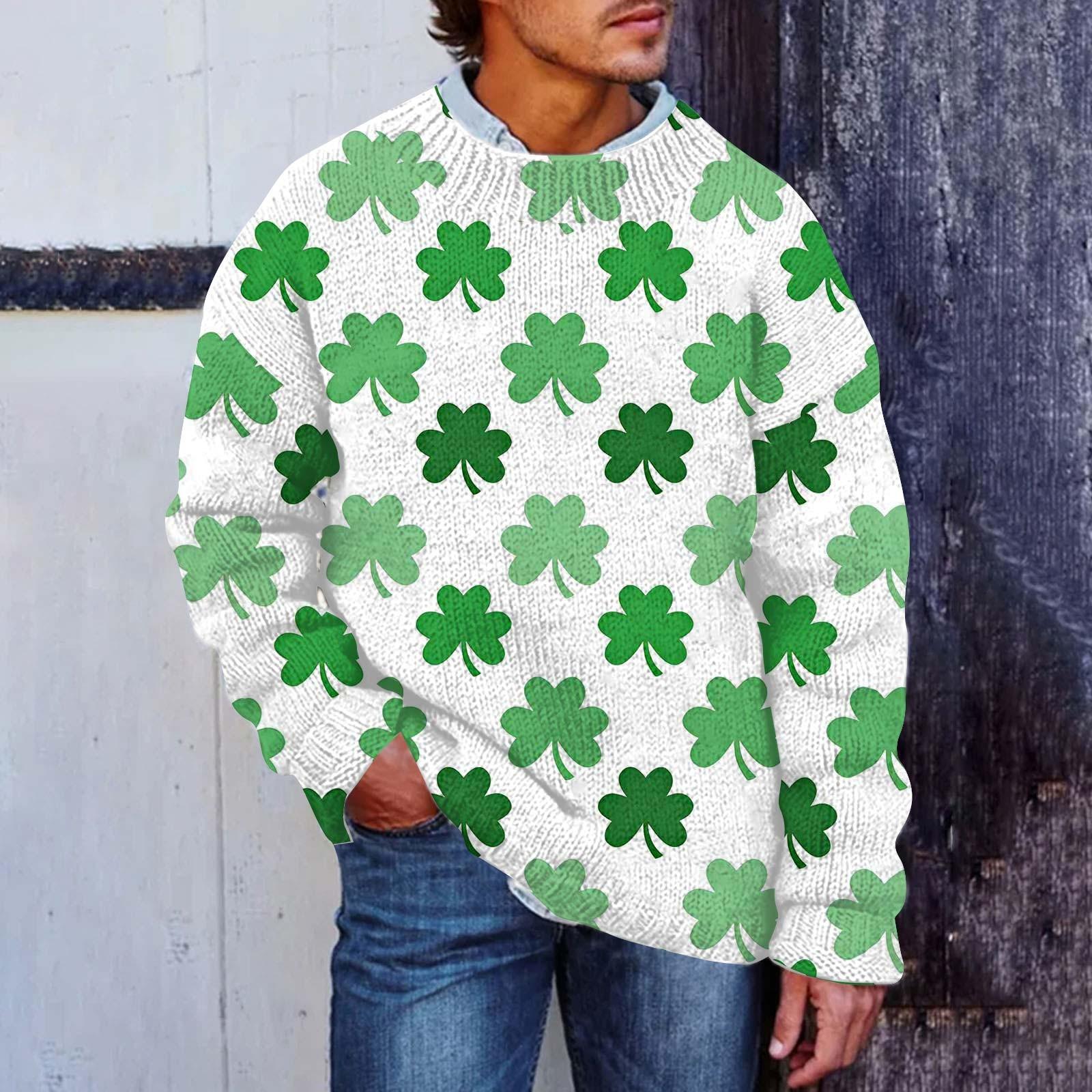 

Чоловічий штучний светр з принтом, світшот із круглим вирізом, вільний топ з довгими рукавами XL білий