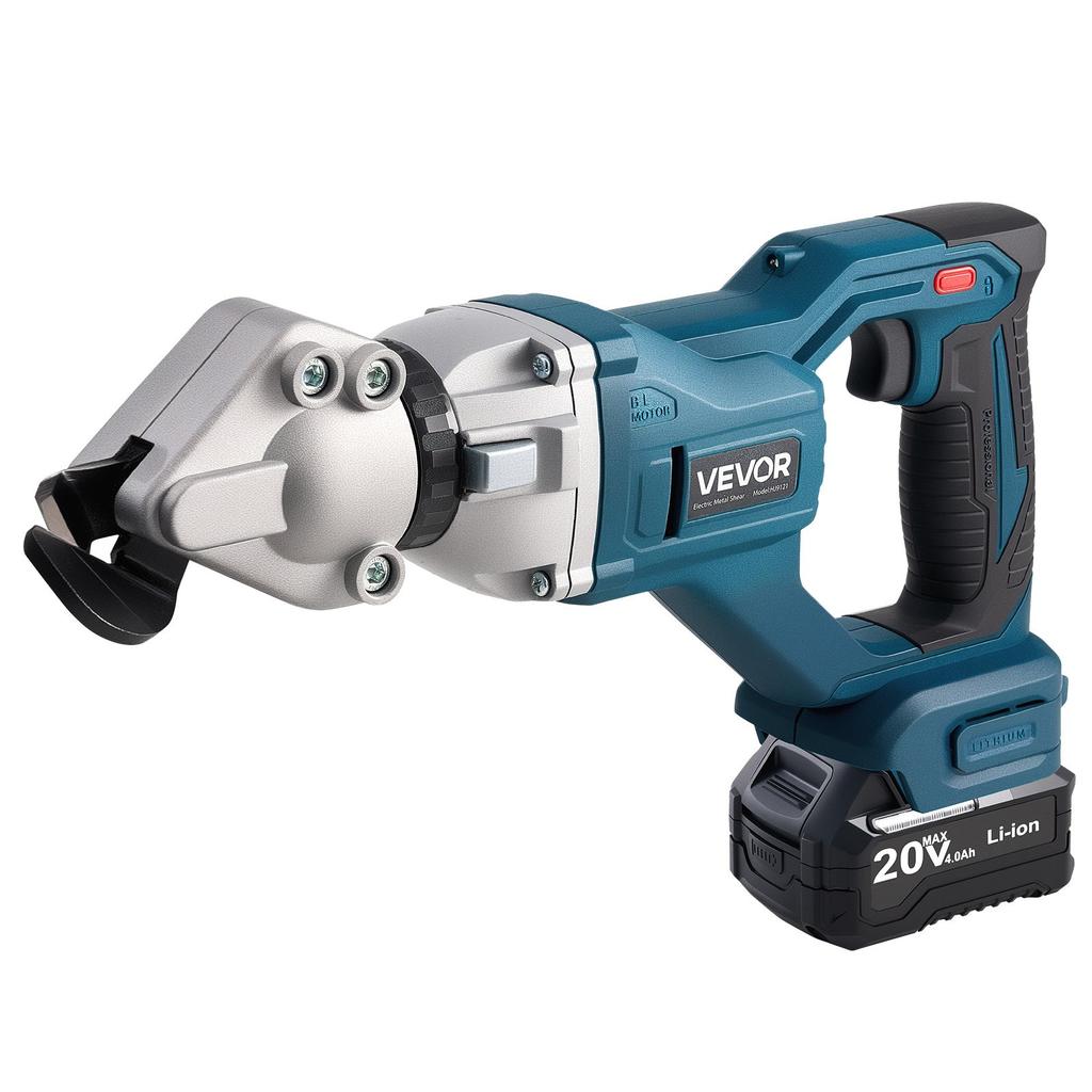 VEVOR Metal Shear, Cordless Sheet Metal Cutter with 360-Degree Pivoting Head, Double Blades, 220VAC 20VDC, Cuts 1.22 mm Galvanized Steel