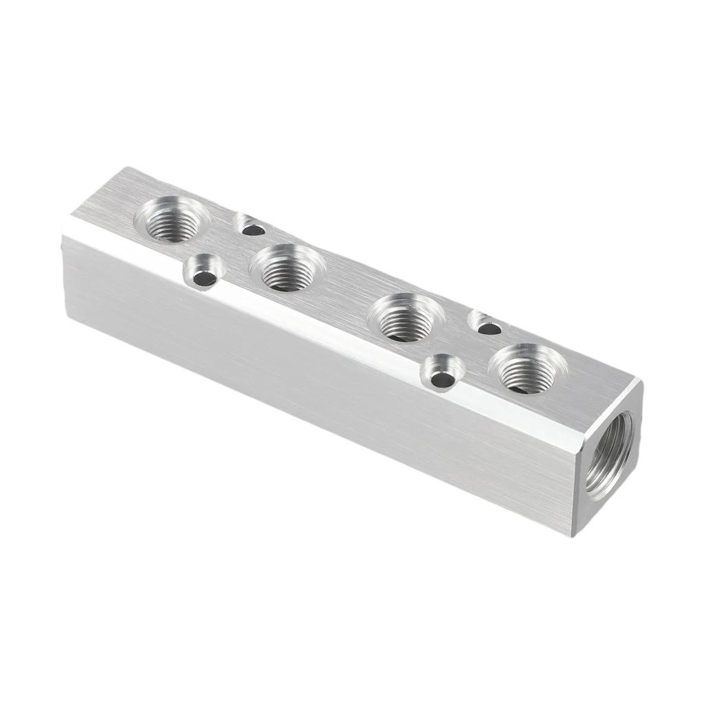 Air Hose Manifold Blocks G1 4 Port Pump Splitter Threaded Fitting High Hardness Inline Smooth Anti Oxidation Convenient Cylinder