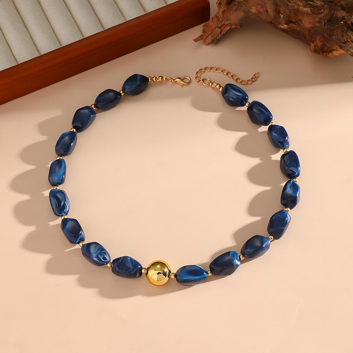 Colorful Acrylic Beaded Necklace: Exquisite & Fashionable Choker for Women королевский синий