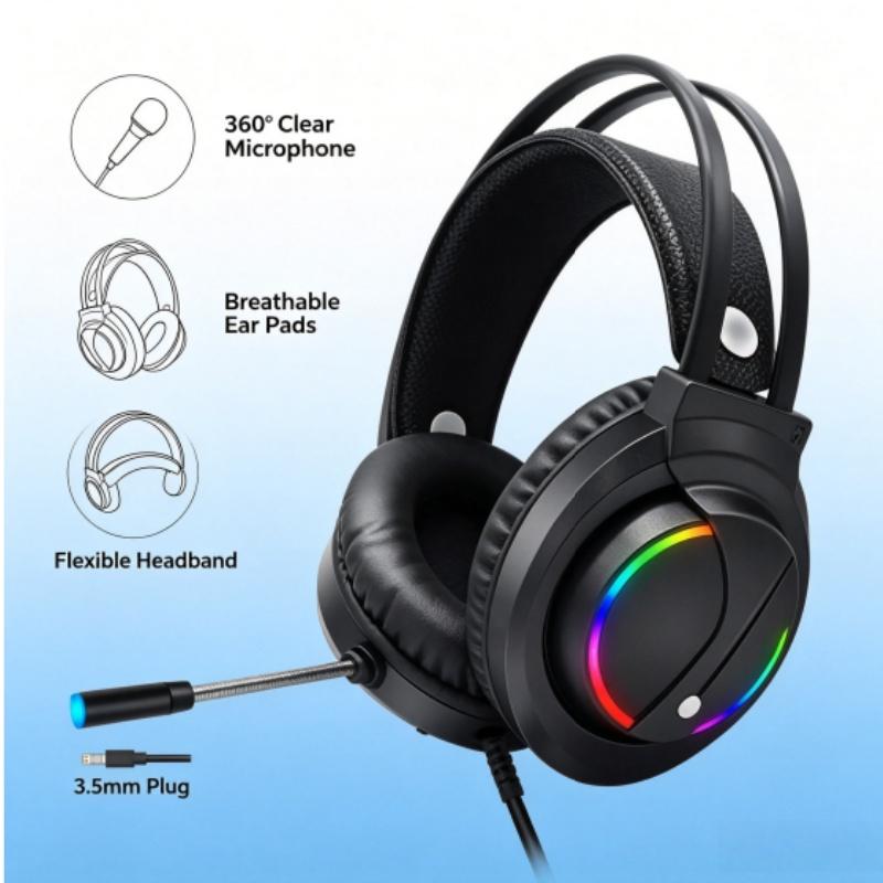 Xiaomi K1 RGB Over-Ear Gaming Headset Single USB 7.1/3.5 Interface for Desktop Computer Ideal for PUBG And Internet Cafes