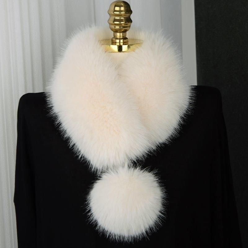 Faux Furs Scarf Winter Warm Neck Wrap Furry Neck Scarf for Office Daily Wear