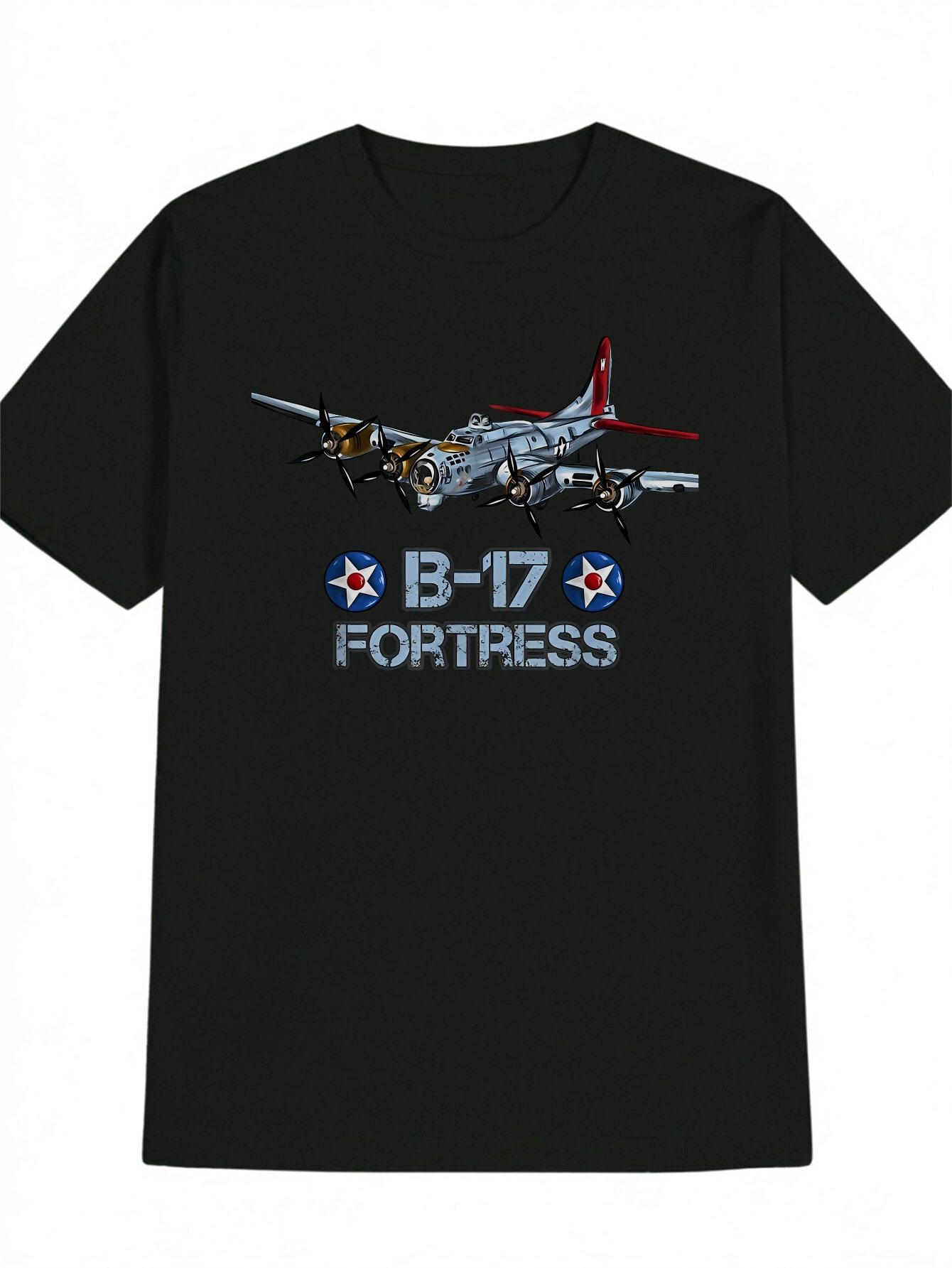 

Мужская классическая футболка с принтом военного самолета B-17 Fortress - Мужской топ в ретро-авиационном стиле, идеальный подарок для энтузиастов истории... S разноцветный