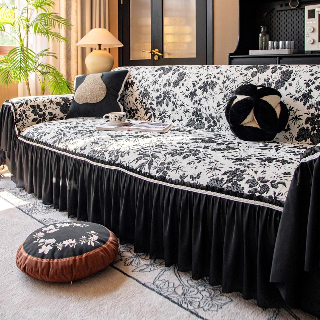 A whole full-cover chenille sofa towel 2025 new four-season universal lazy straight row sofa cover, anti-cat scratch