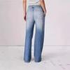 Foreign trade retro mid-waist women's jeans mopping long washed loose wide-leg large-size straight pants