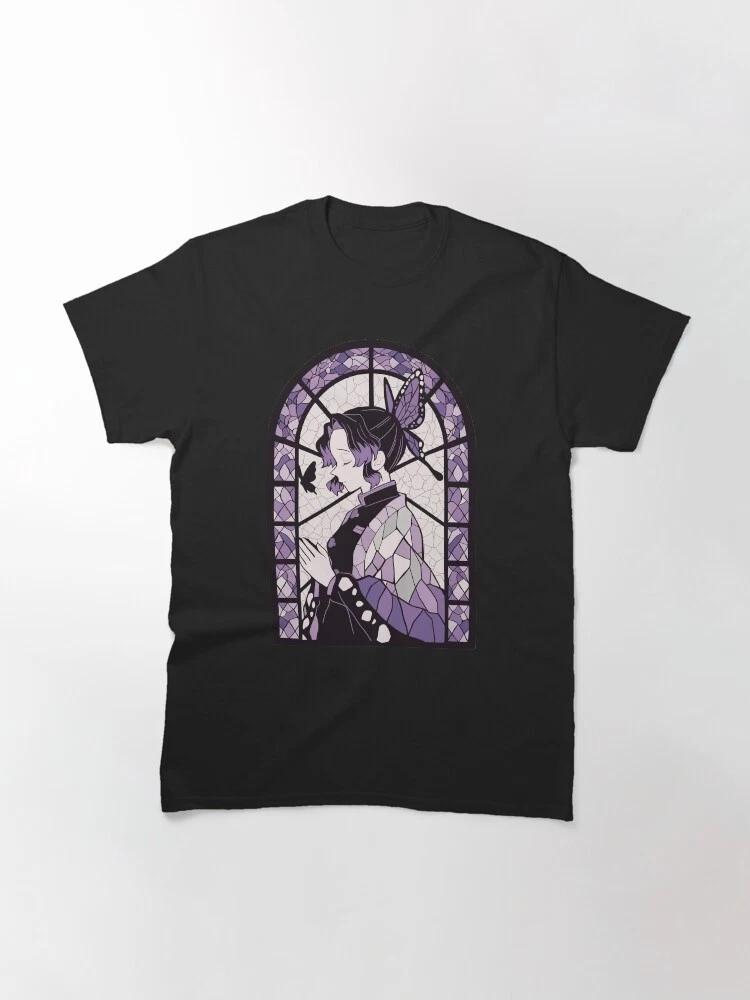 Anime Shinobu Insect Breathing Stained Glass Cute Demon Slayer Basic T Shirt S