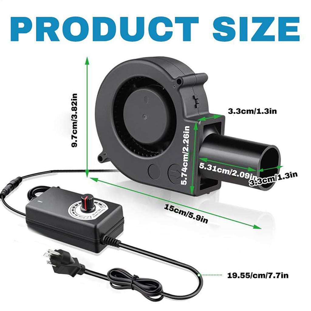 12V Adjustable Inflatable BBQ Fan with Variable Speed Controller BBQ Air Blower for Wood Stove Fireplace Grill Barbecue