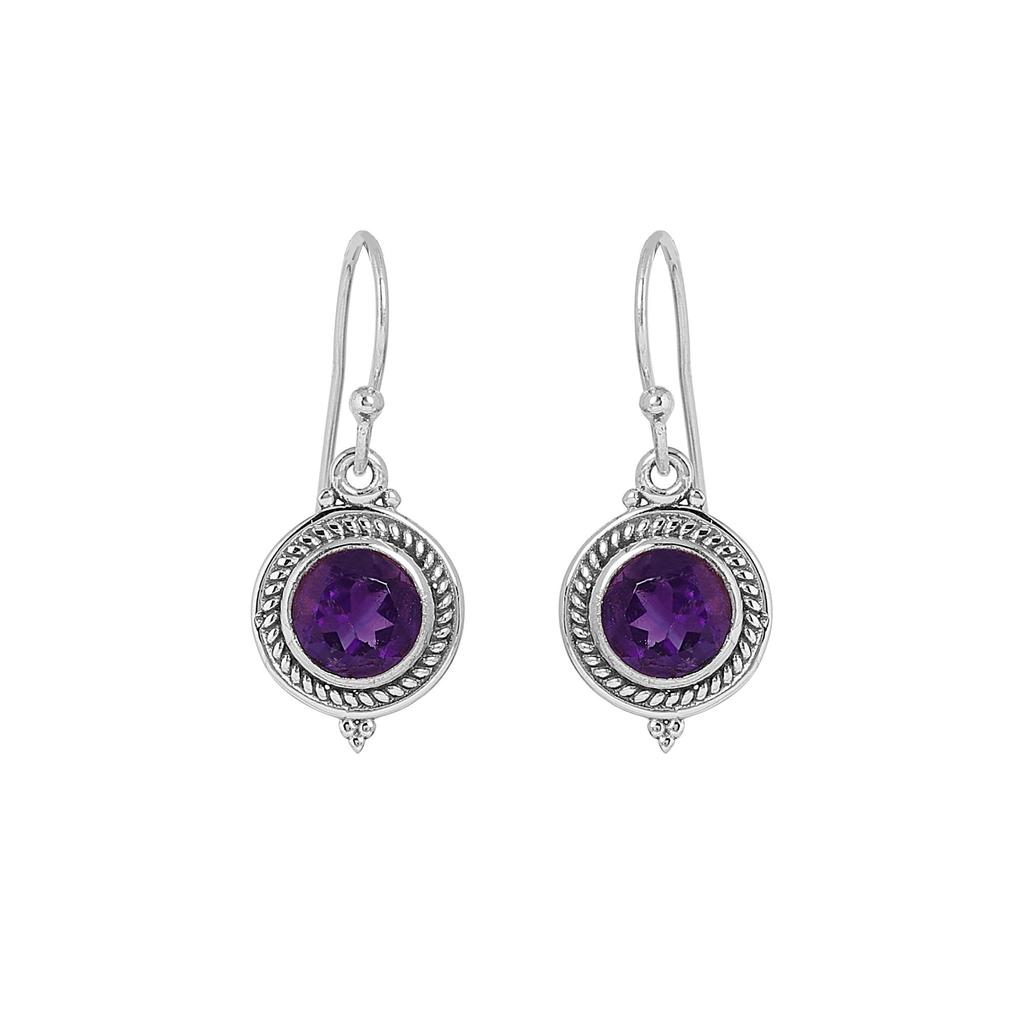 Faceted Amethyst Silver Earring, 925 Sterling Silver Handmade Jewelry, February Birthstone Earring, Silver Earring, Women Jewelry