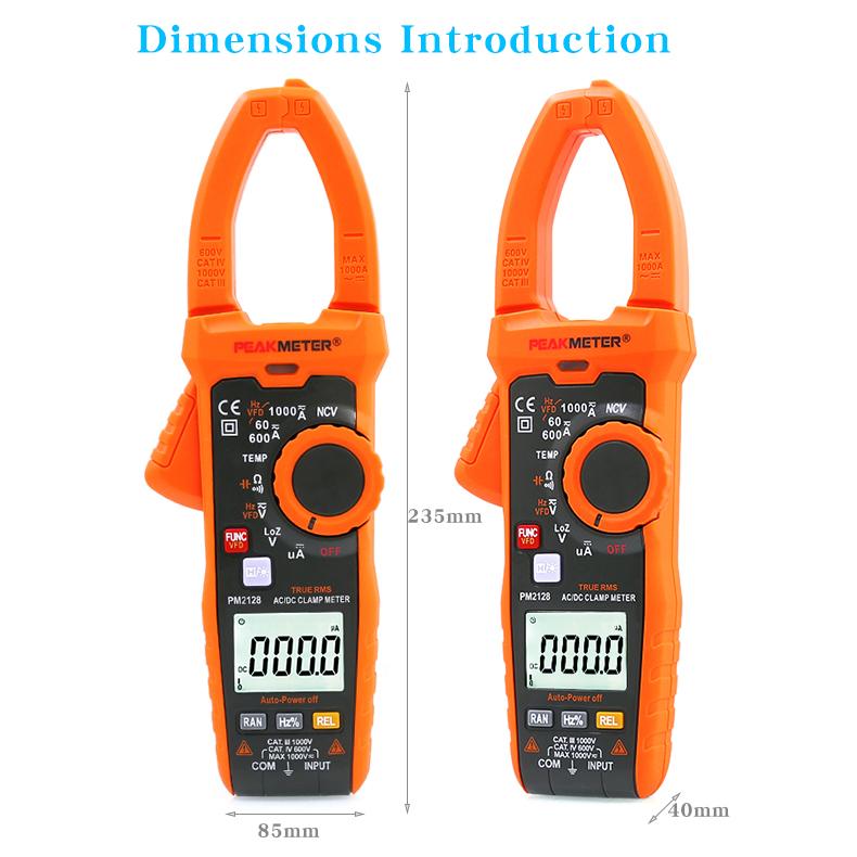 PEAKMETER PM2128 Clamp Meter 1000A Digital Multimeter, High-Precision AC/DC Clamp Current Meter with Digital Display
