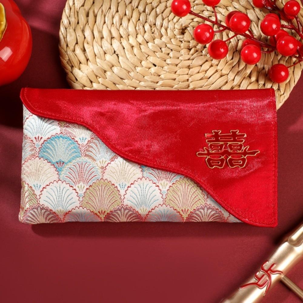 New Year Blessing Words Brocade Red Envelope Brocade Cloth Tassel Cloth Money Pocket HongBao Spring Festival New Year Money Bag