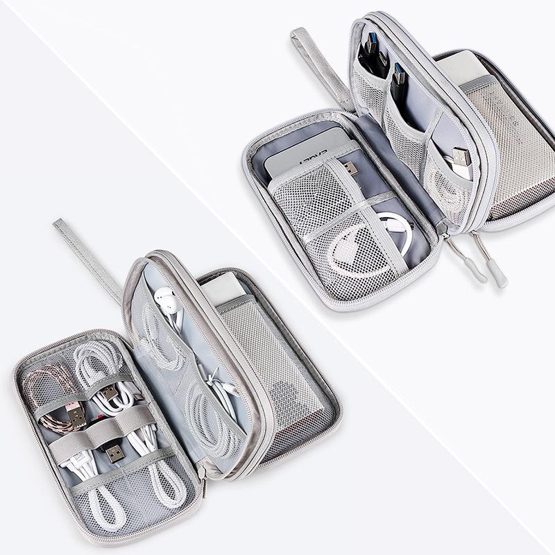 Multifunctional Digital Accessories Organizer Bag: USB Flash Drive, Power Bank, External Hard Drive, Data Cable Storage, Double Layer