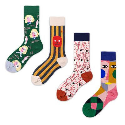 Crew Length Unique Floral High Crew All Marilyn Set [ETSMON] Socks, Women's Socks, Stylish, Design, Stretchy, Breathable, Pattern, Colorful, Length,