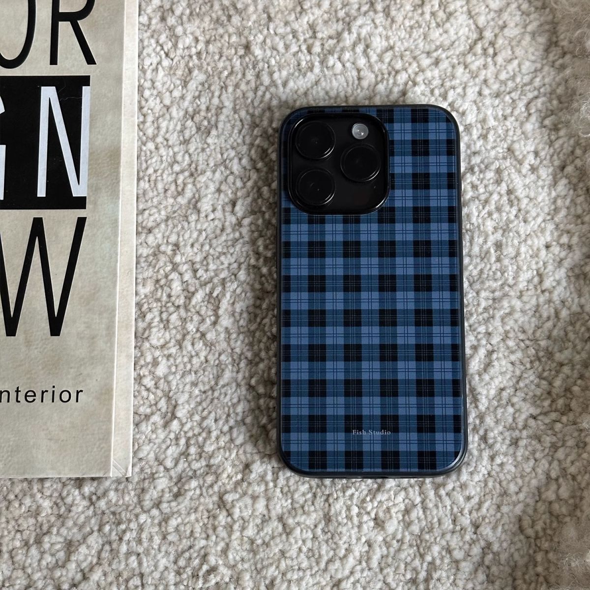 

New Minimalist High-end Deep Blue Grid Phone Case For iPhone 17 Air 16 15 14 12 13 11 Pro Max Mini Plus Anti Drop Y2k Back Cover For iPhone 17AIR