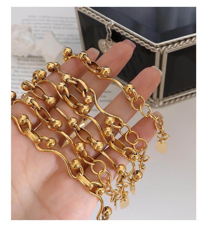 European Spicy Girl Layered Chunky Chain Necklace & Bracelet Set - Gold-Plated Titanium Steel