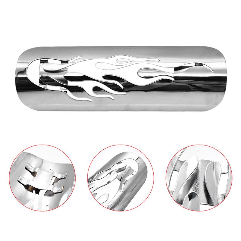 Universal Motorcycle Flame Exhaust Pipe Heat Shield Cover Heel Guard for Harley Honda Suzuki Yamaha Touring - Black