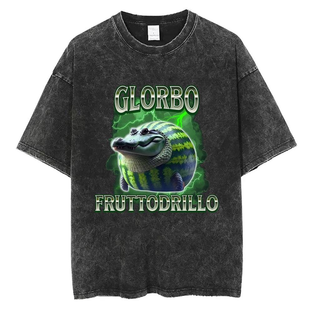 Italian Brainrot Chimpanzini Bananini Vintage Washed T-shirts Banana Monkey Funny Meme T-shirt Casual Geek T Shirts Unisex