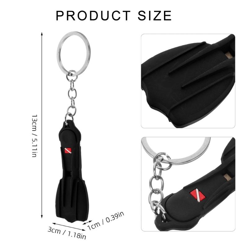 Porte-clés Palmes de Plongée en Silicone Porte-clés Palmes de Plongée Polyvalent Accessoire Suspendu pour Clés et Sacs à Dos
