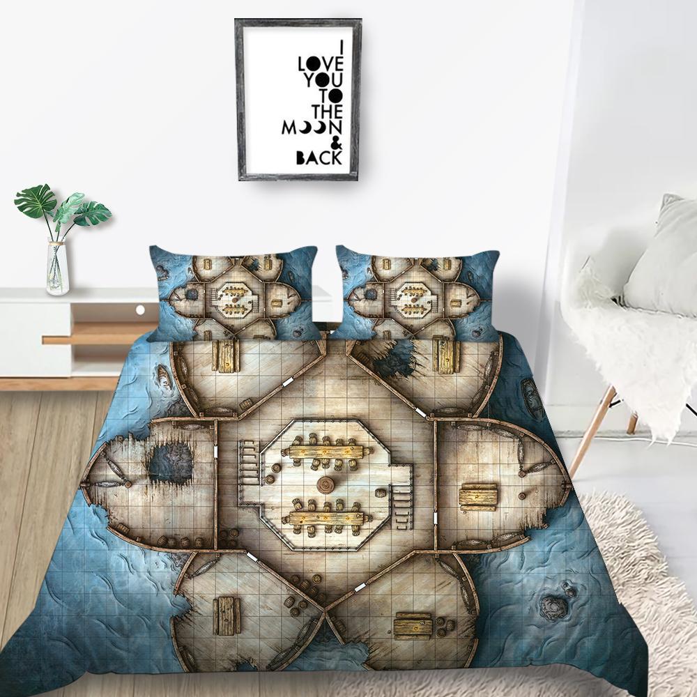 3D Map Printing Duvet Cover Set with Pillowcase Cartoon Home Textiles Bedding Set Children Twin Single Size Bed Sets
