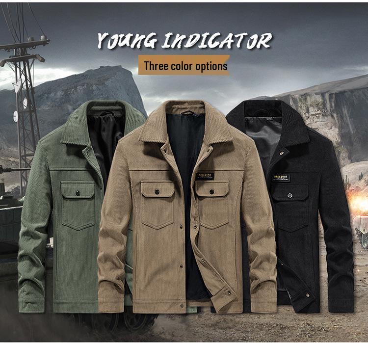 Corduroy Men's Casual Lapel Jacket - Youth Student Workwear Top