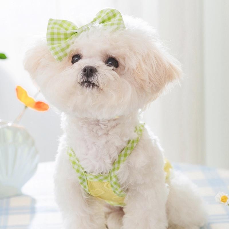 Fashion Print Dog Vest Pet Dog Clothes for Small Dogs Summer Cool Puppy Outfits Cute Bow Cat Suspender Vest Simple Pet Costumes