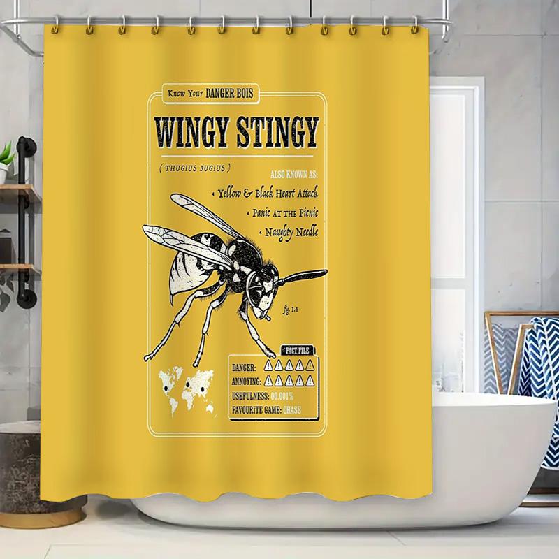 

Bee Shower Curtain Nature Forest Wildlife Backdrop Bathroom Decor Home Decor Vintage Style Artistic Wall Hanging Tapestry W60H190(CM)-1 Pcs