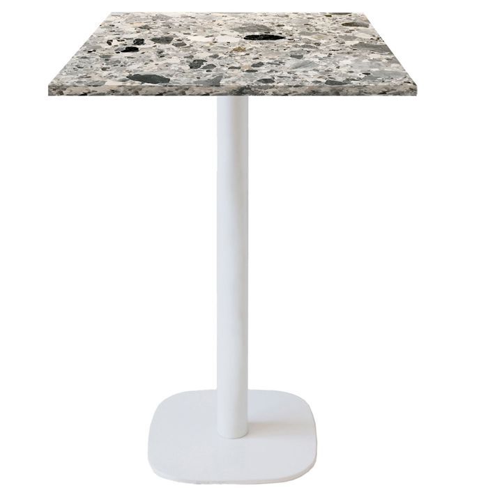 Barový stolek 60 x 60 cm - model Round bílá noha terrazzo cepp