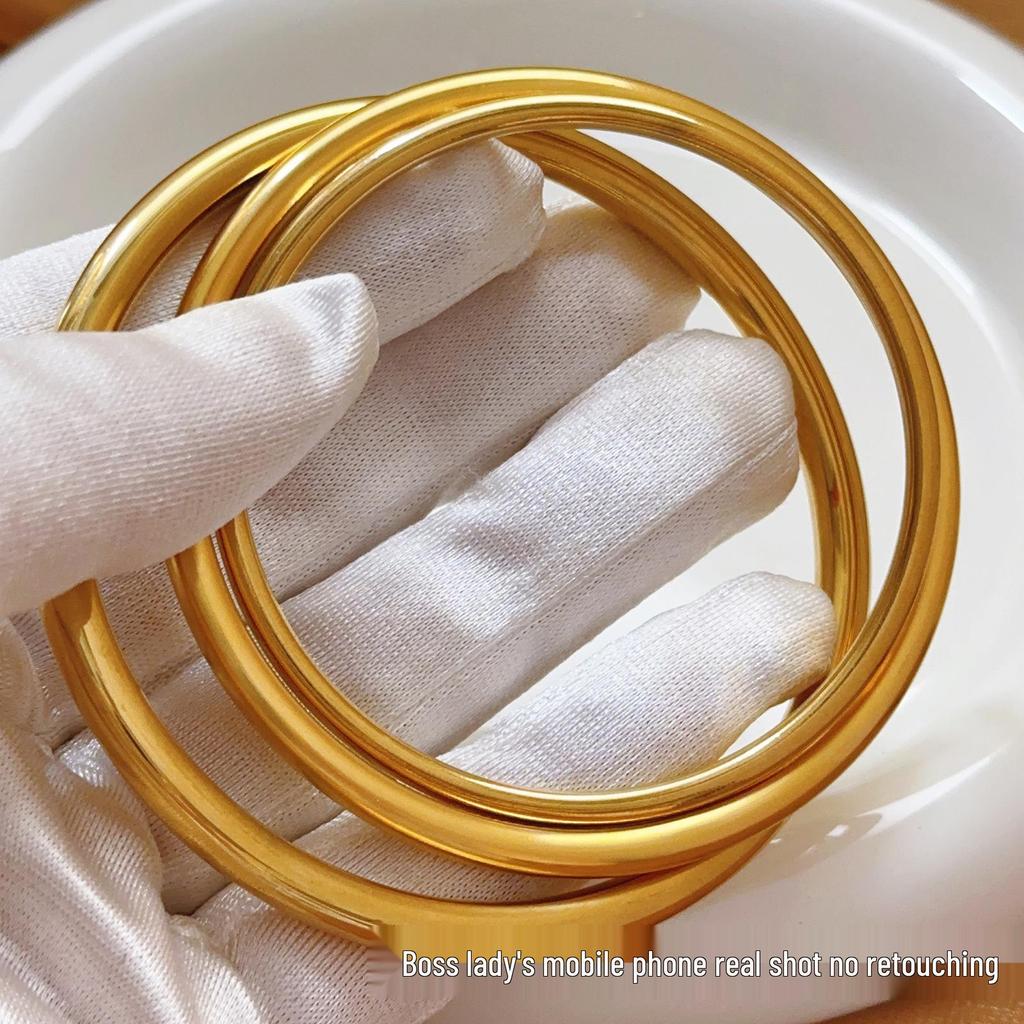 Elegant Ethnic Gold Titanium Steel Bangle for Women - Non-Fading and Timeless Design