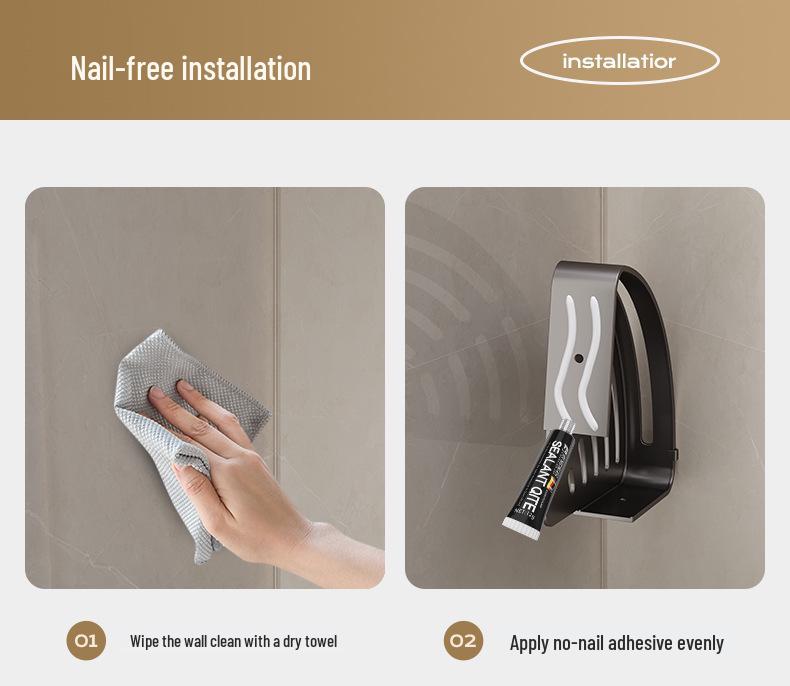 Stanzfreies Eckduschregal - Wandmontierter dreieckiger Badezimmer-Aufbewahrungskorb