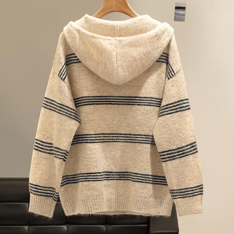 Women's Contrast Stripe Hooded Sweater