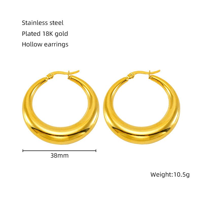 2025 new trendy fashion electroplating polished hollow earrings simple and versatile classic design earrings