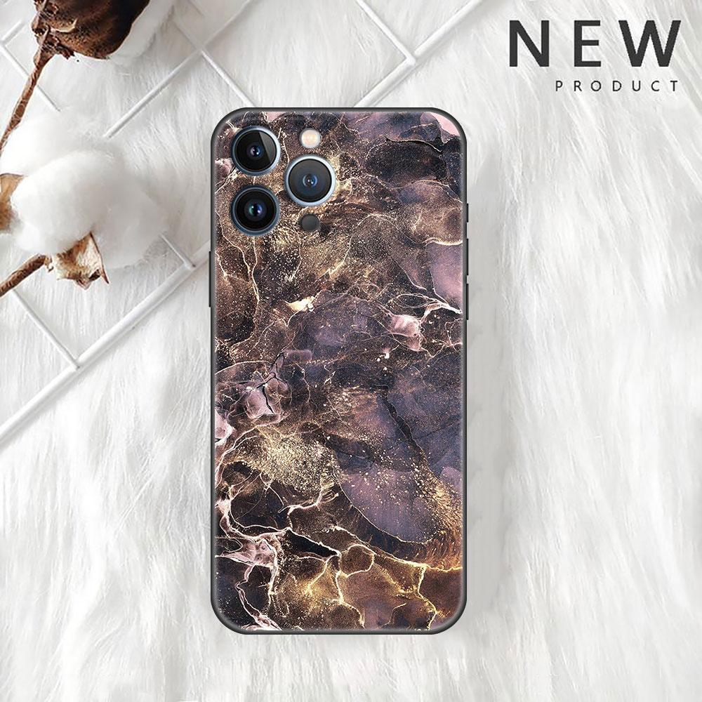 Case For Apple iPhone 11 13 12 14 Pro 7 Plus XR X XS Max 6 6S 13Pro SE 2022 Black Silicone Phone Funda Marble Pattern