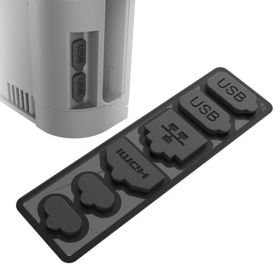 Silicone Dust Cover for Nintendo Switch 2 USB A/C LAN Port Dust Protector 6-In-1 Game Console Dust-proof Protective Cover Kit