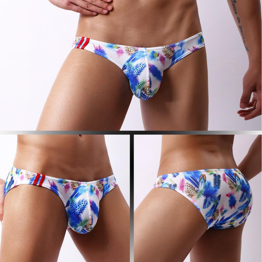 Men's Low-Waist Cartoon Mesh Briefs - Summer Youth Style E-073